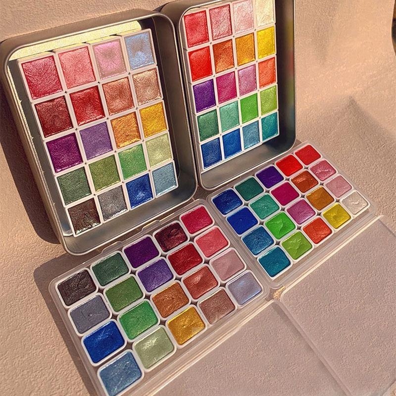 Farby Perłowe Przenośny Zestaw – Watercolor Paint Set Solid Pigment recenzja i cena